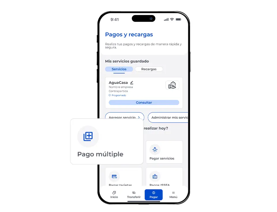 Pantalla para transacciones múltiples