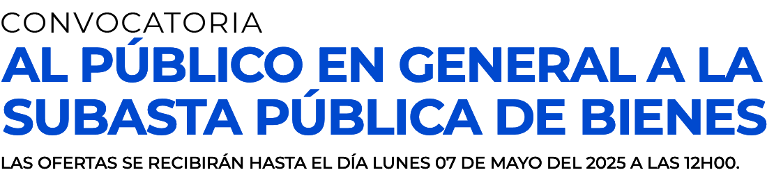 Convocatoria a Subasta Pública de Bienes